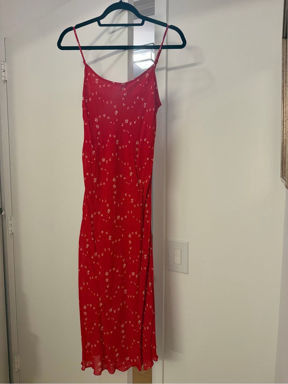 Reformation Red Floral Midi Slip Dress